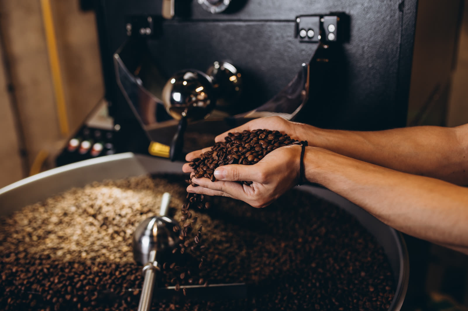 Coffee being roasted at Happy Hour Roasters.